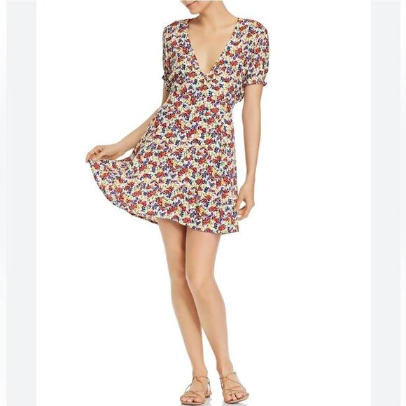 Faithfull The Brand Raphaela Floral Puff Sleeve Mini Dress Size 6 - Picture 3 of 14